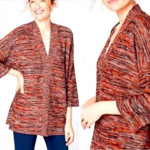 J. Jill pure Jill space dyed marled v-neck sweater pullover Campari XL petite